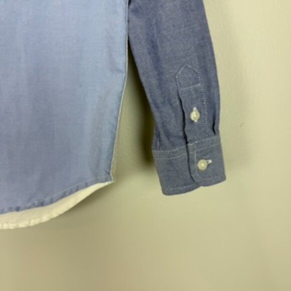 Janie and Jack Boys Button Down Shirt Colorblock Sz 5 Long Sleeve Collared Blue - Picture 7 of 9